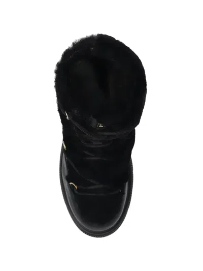 Bogner Fur-panelled Logo-patch Ankle Boots In Black