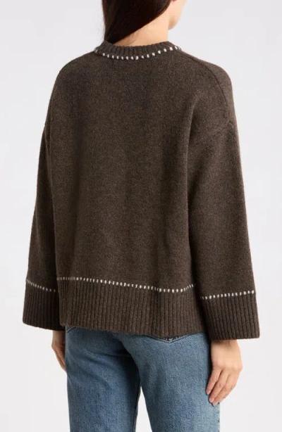 Joseph A Whipstitch Pullover Sweater In Brown