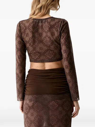 Haveone Patterned Hammered-plaque Top In Brown