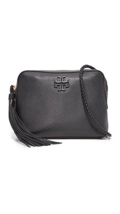Tory Burch Taylor Leather Saddle Camera Bag In Black/gold