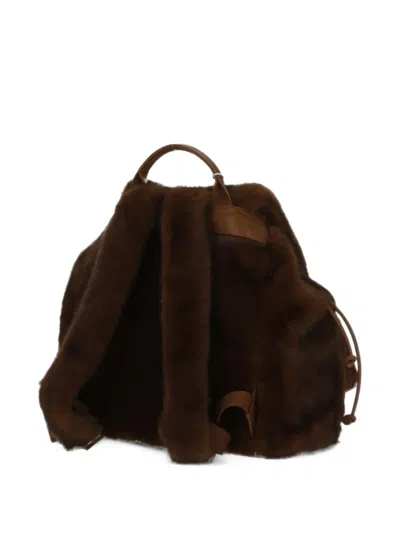 Herno Faux-fur Drawstring Backpack In Brown
