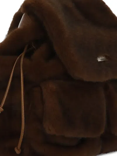 Herno Faux-fur Drawstring Backpack In Brown