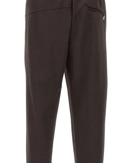 Devore Drawstring Wool-blend Track Pants In Brown