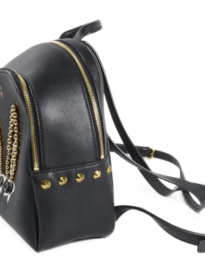 Pre-owned Mcm Stud-embellished Leather Backpack In Black