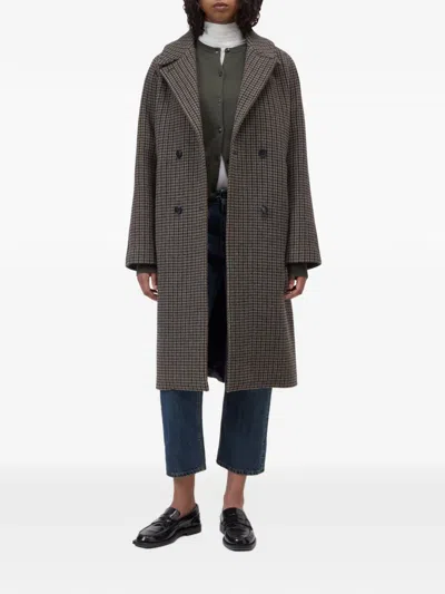 Closed Double-breasted Wool-blend Coat In Multi