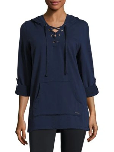 Andrew Marc Lace-up Active Hoodie In Midnight