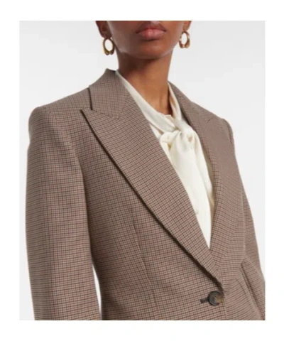 Stella Mccartney Oversized Houndstooth Wool Blazer In Neutral