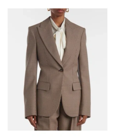 Stella Mccartney Oversized Houndstooth Wool Blazer In Neutral