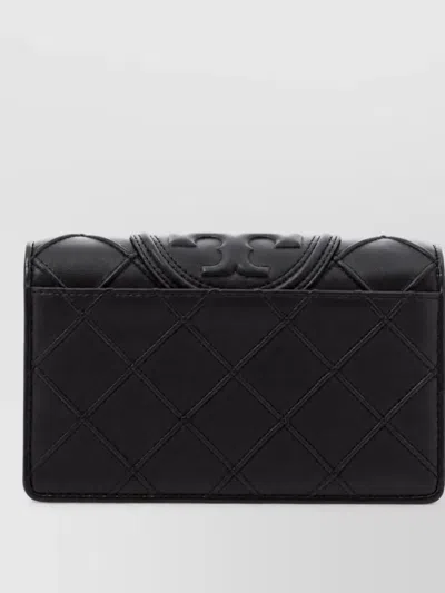 Tory Burch Fleming Lamb Leather Wallet In Black