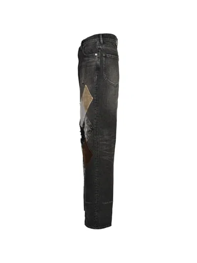 Masu Diamond-patchwork Jeans In Black