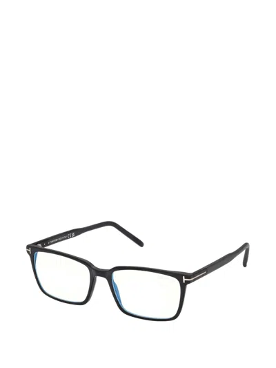 Tom Ford 55mm Rectangular Blue Light Blocking Glasses In Black