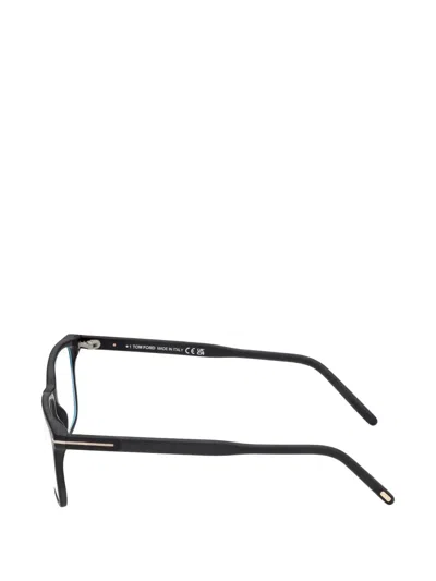 Tom Ford 55mm Rectangular Blue Light Blocking Glasses In Black