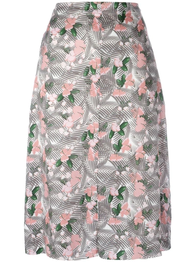 Shop Julien David Floral Printed Midi Skirt