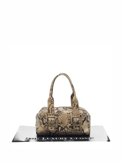 Pre-owned Furla Buckle Python-embossed Tote Bag In Neutrals