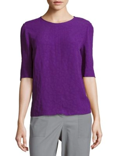 Sandro Solid Textured Blouse In Purple