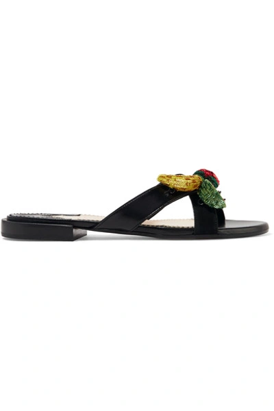 Shop Altuzarra Bisbee Embellished Leather Slides