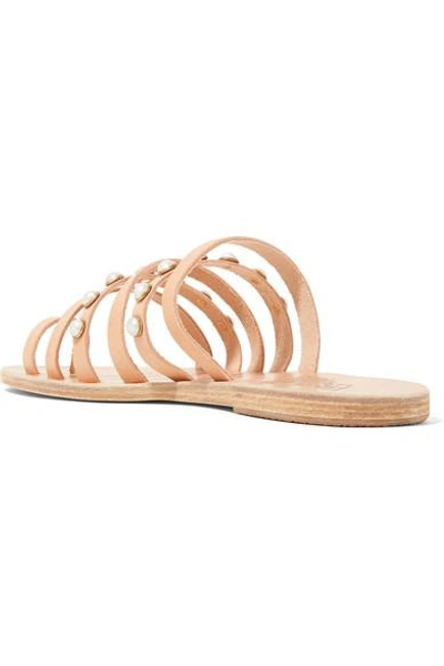 Shop Ancient Greek Sandals Niki Faux Pearl-embellished Leather Sandals
