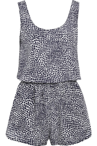 Stella Mccartney Mixed Animals & Elastic All In One Printed Coverup In Midnight Blue