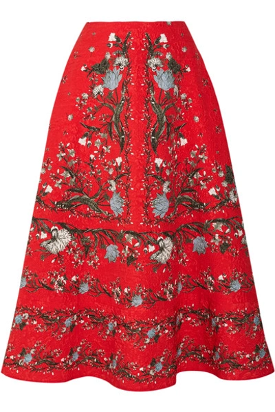 Erdem Tiana Floral-print Cloqué Midi Skirt