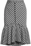 TOME Ruffled gingham jacquard skirt