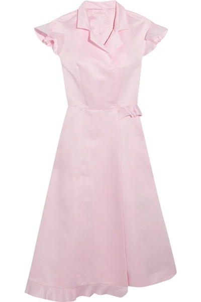 Paskal Woman Ruffle-trimmed Matte-satin Dress Baby Pink