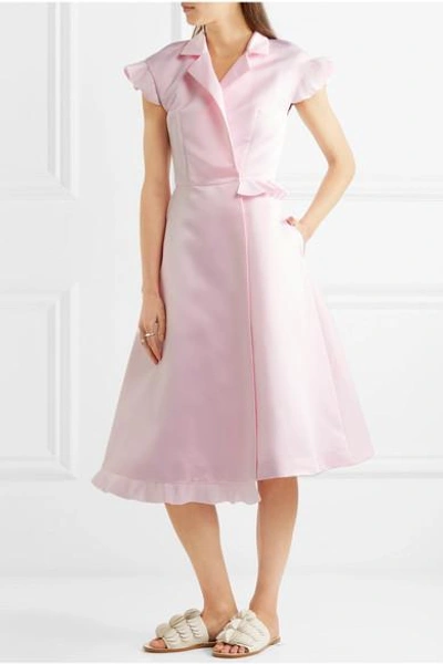 Shop Paskal Ruffle-trimmed Matte-satin Dress