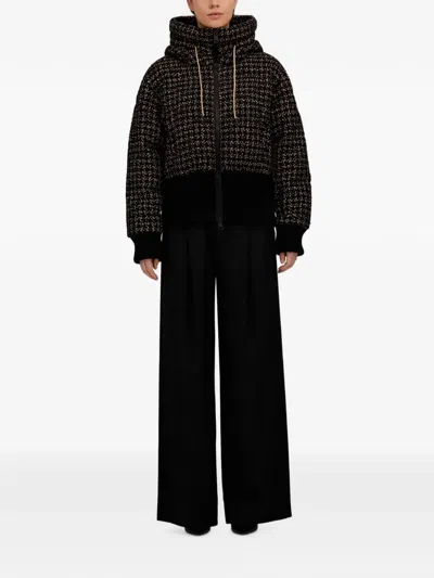 Herno Check-patterned Down Jacket In Black