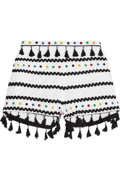 Shop Dodo Bar Or Embellished Embroidered Cotton-gauze Shorts