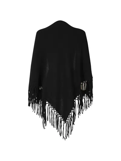 Weekend Max Mara Fringed Triangular Poncho In Transparent