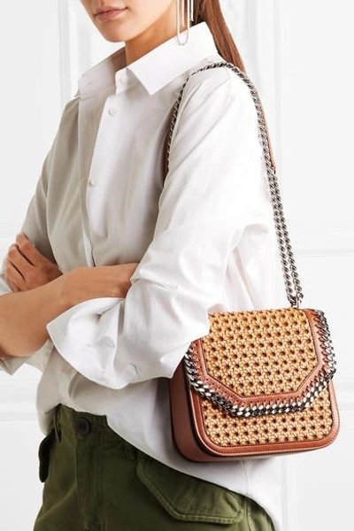 Shop Stella Mccartney The Falabella Box Medium Woven Faux Leather Shoulder Bag