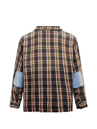 Found Plaid-pattern Denim-panel Shirt In Multi