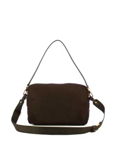 Borbonese Printed Panelled Shoulder Bag In Blue