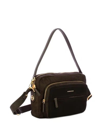 Borbonese Printed Panelled Shoulder Bag In Blue