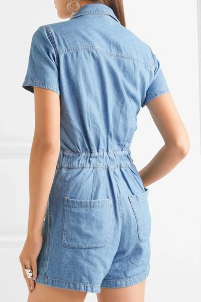 Shop Madewell Cotton And Linen-blend Playsuit In Blue