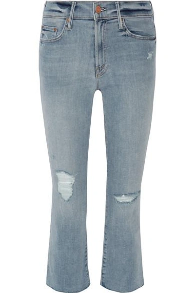 Shop Mother The Insider Crop Distressed High-rise Flared Jeans