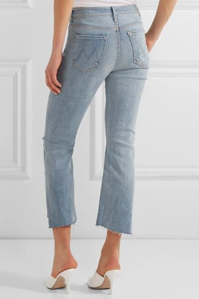 Shop Mother The Insider Crop Distressed High-rise Flared Jeans