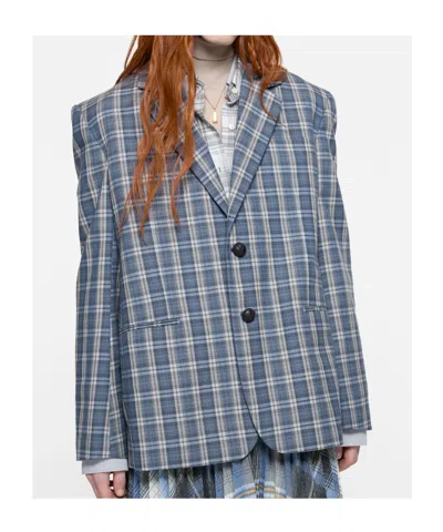 Acne Studios Checked Wool Suit Jacket In Multi