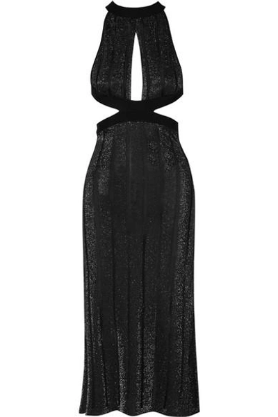 Shop Cushnie Et Ochs Cutout Metallic Stretch-knit Midi Dress