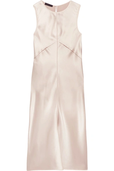 Calvin Klein Collection Lamica Tulle-trimmed Silk-satin Dress In Quartz