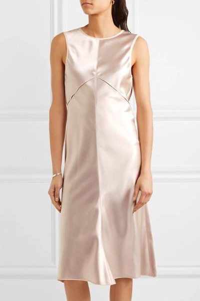 Shop Calvin Klein Collection Lamica Tulle-trimmed Silk-satin Dress