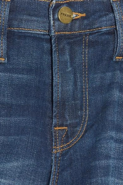 Frame Distressed Denim Shorts In Dark Denim
