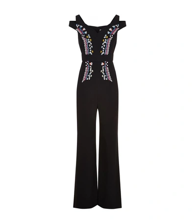 Peter Pilotto Embroidered Cold Shoulder Jumpsuit In Black