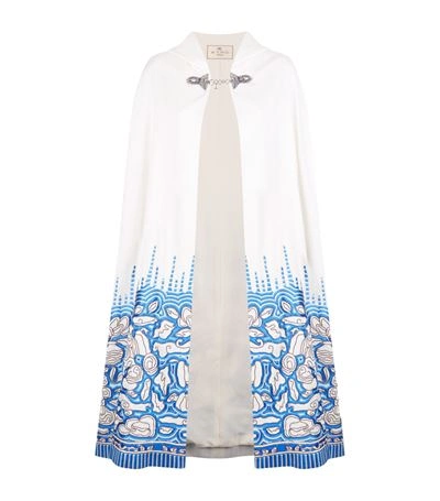 Etro Embroidered Hooded Cape In Blue