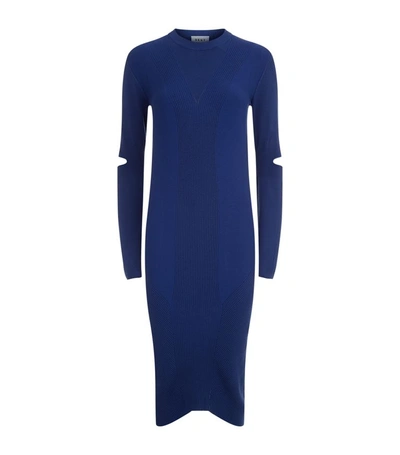 Dkny Ribbed Knit Cut-out Dress In Blue