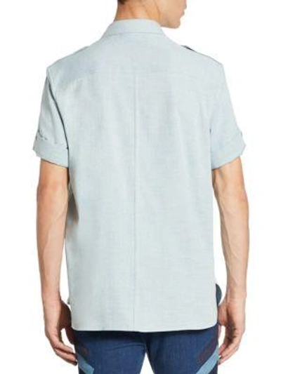Shop Neil Barrett Military Sleeve Regular-fit Shirt In Pale Blue