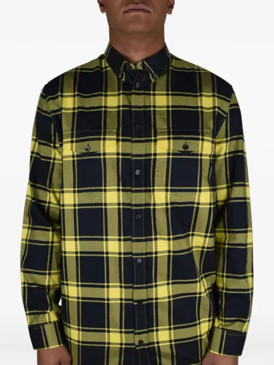 Givenchy Check-print Oversized-cut Shirt In Yellow