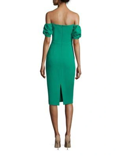 Shop Black Halo Arden Off-the-shoulder Sheath Dress In Agave Green