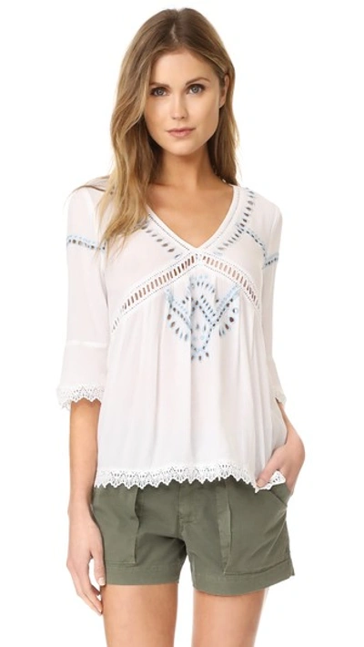 Ella Moss Broderie Anglaise Blouse In White