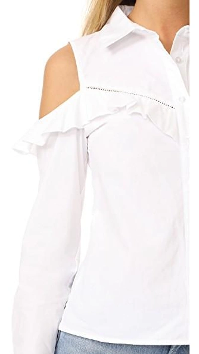 Shop Glamorous Ruffle Cold Shoulder Blouse In White