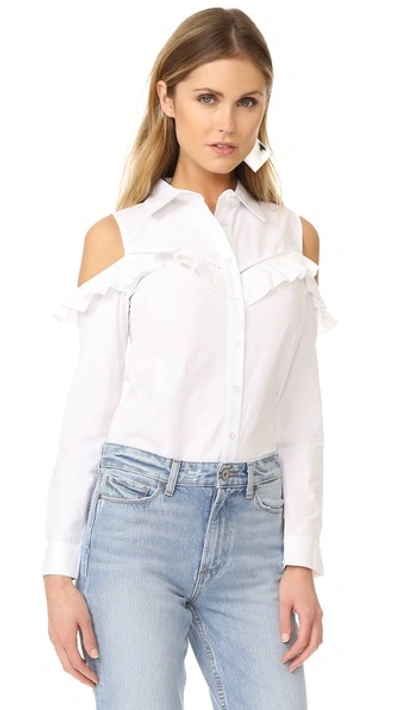 Glamorous Ruffle Cold Shoulder Blouse In White
